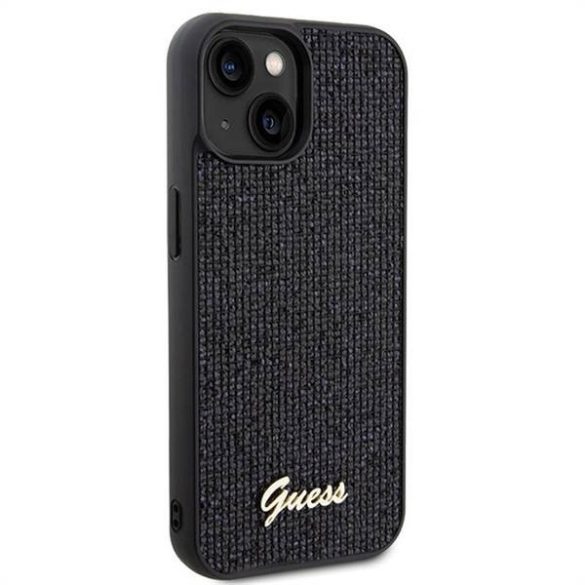 Eredeti előlap GUESS GUHCP15SPMSDGSK iPhone 15 (Disco Script Metal / fekete) tok