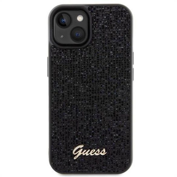 Eredeti előlap GUESS GUHCP15SPMSDGSK iPhone 15 (Disco Script Metal / fekete) tok