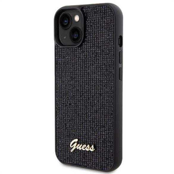 Eredeti előlap GUESS GUHCP15SPMSDGSK iPhone 15 (Disco Script Metal / fekete) tok