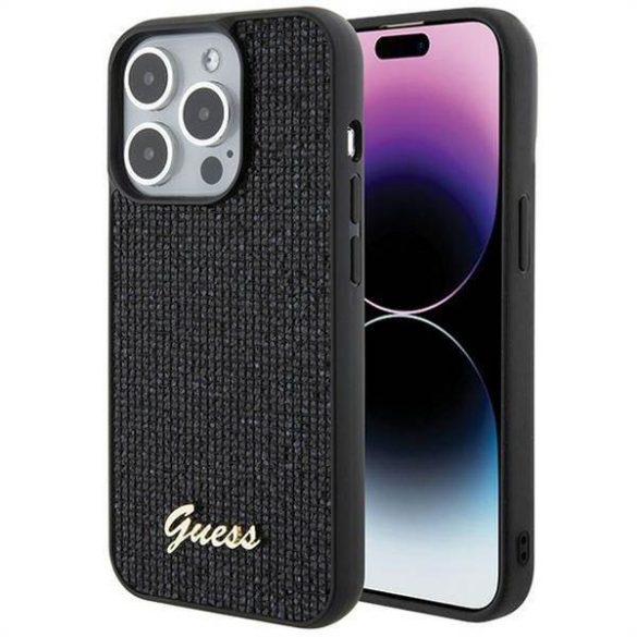 Eredeti előlap GUESS GUHCP15LPMSDGSK iPhone 15 PLUS (Disco Script Metal / fekete) tok