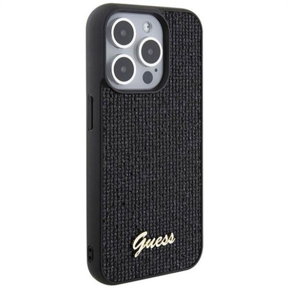 Eredeti előlap GUESS GUHCP15LPMSDGSK iPhone 15 PLUS (Disco Script Metal / fekete) tok