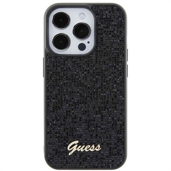 Eredeti előlap GUESS GUHCP15LPMSDGSK iPhone 15 PLUS (Disco Script Metal / fekete) tok