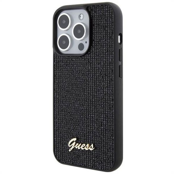 Eredeti előlap GUESS GUHCP15LPMSDGSK iPhone 15 PLUS (Disco Script Metal / fekete) tok