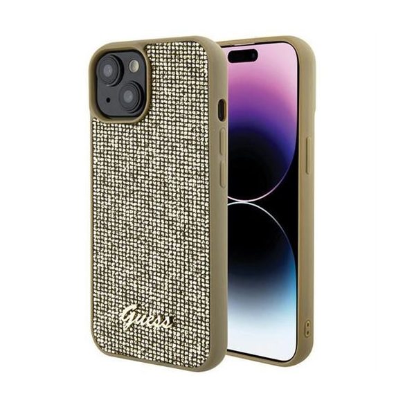 Guess GUHCP15SPMSDGSD Disco Metal Script tok iPhone 13 / 14 / 15 - arany