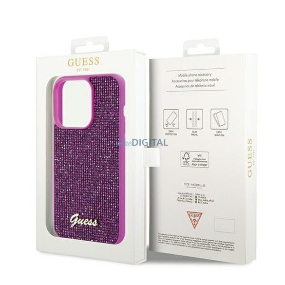 Eredeti előlap GUESS GUHCP14LPMSDGSF iPhone 14 Pro (Disco Script Metal / fuschia) tok