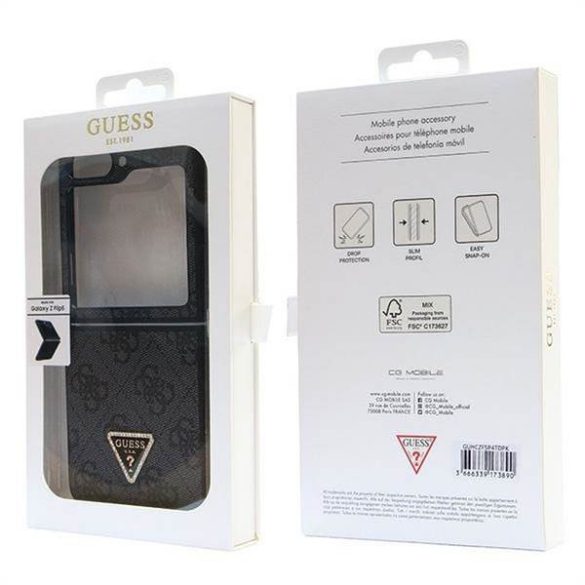 Eredeti előlap GUESS GUHCZF5P4TDPK Samsung Flip 5 (4G Triangle Strass / fekete) tok