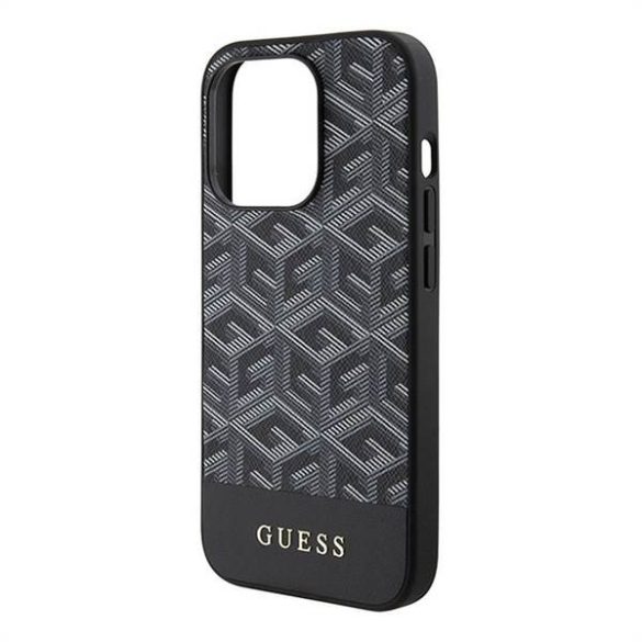 Eredeti előlap GUESS GUHMP15LHGCFSEK iPhone 15 PRO (Magsafe GCUBE Stripes / fekete) tok