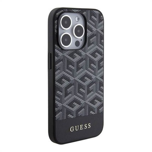 Eredeti előlap GUESS GUHMP15LHGCFSEK iPhone 15 PRO (Magsafe GCUBE Stripes / fekete) tok