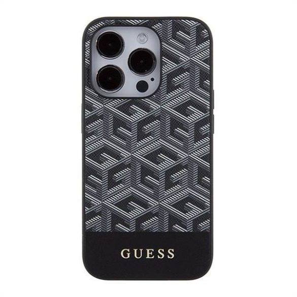 Eredeti előlap GUESS GUHMP15LHGCFSEK iPhone 15 PRO (Magsafe GCUBE Stripes / fekete) tok