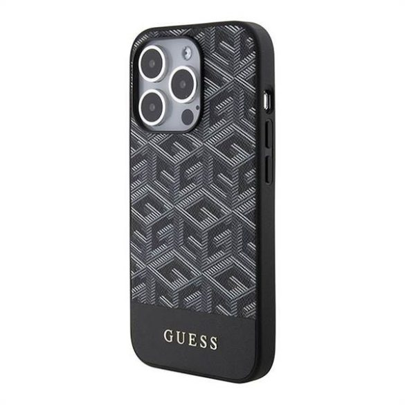 Eredeti előlap GUESS GUHMP15LHGCFSEK iPhone 15 PRO (Magsafe GCUBE Stripes / fekete) tok