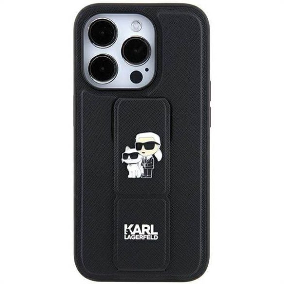 Eredeti előlap KARL LAGERFELD KLHCN61GSAKCPK iPhone 11 (Gripstand Saffiano KC PIN / fekete) tok