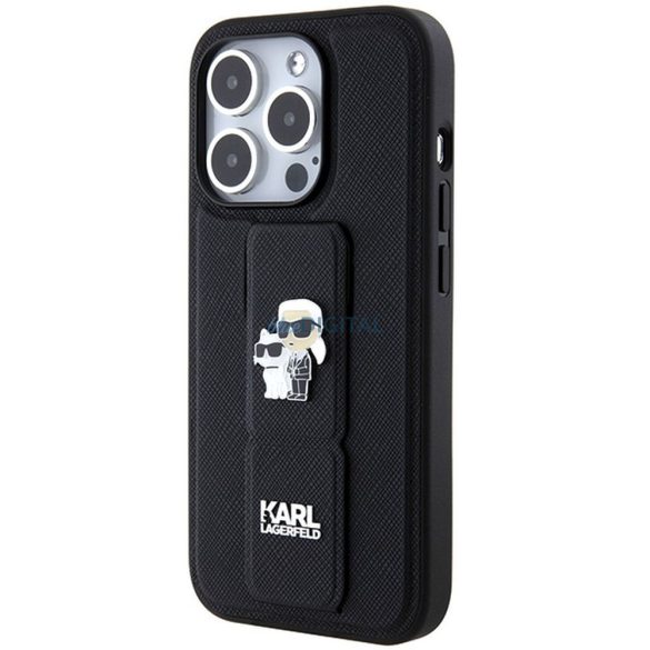 Eredeti előlap KARL LAGERFELD KLHCP13LGSAKCPK iPhone 13 Pro (Gripstand Saffiano KC PIN / fekete) tok