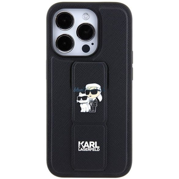 Eredeti előlap KARL LAGERFELD KLHCP13XGSAKCPK iPhone 13 Pro Max (Gripstand Saffiano KC PIN / fekete) tok