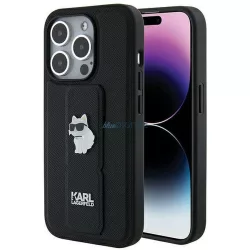   Eredeti előlap KARL LAGERFELD KLHCP14XGSACHPK iPhone 14 Pro Max (Gripstand Saffiano choupette PIN / fekete) tok