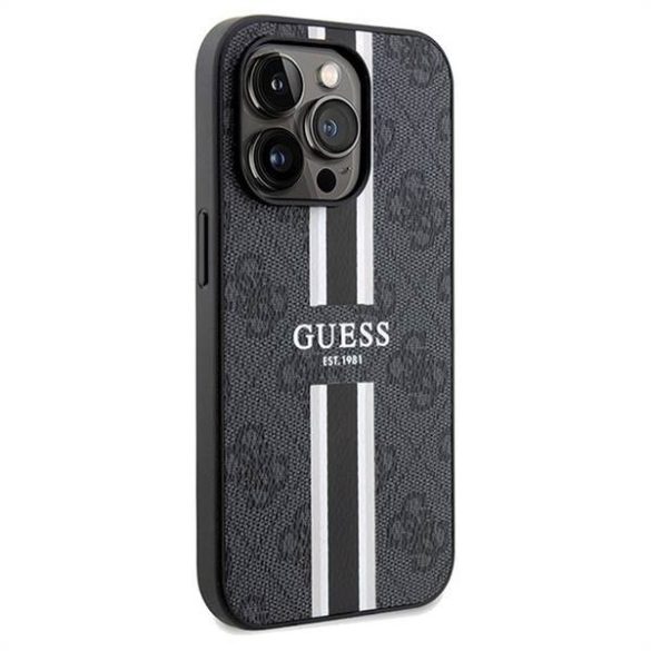 Eredeti előlap GUESS GUHMP15LP4RPSK iPhone 15 Pro (Magsafe 4G nyomtatott csíkok / fekete) tok