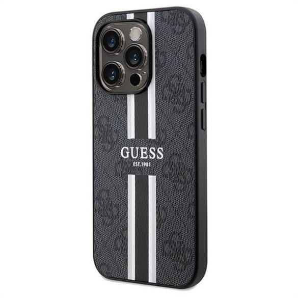 Eredeti előlap GUESS GUHMP15LP4RPSK iPhone 15 Pro (Magsafe 4G nyomtatott csíkok / fekete) tok