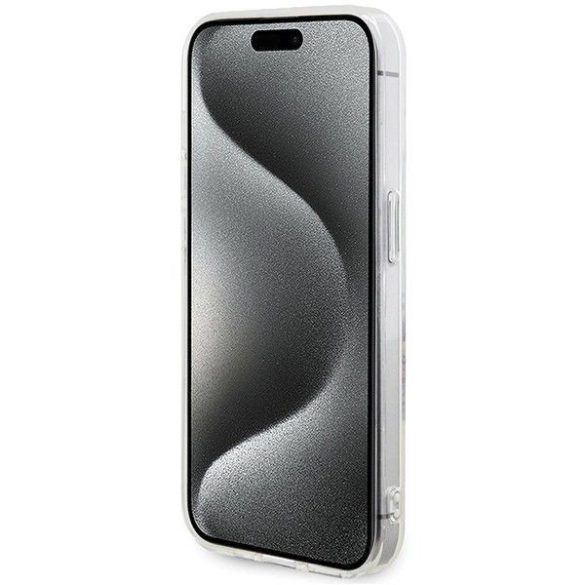 Eredeti tok GUESS GUHMP15XHFWFCT iPhone 15 Pro Max (Magsafe / Virágkoszorú / átlátszó)