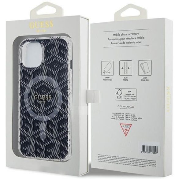 Eredeti tok GUESS GUHMP15SHGCUSTGK iPhone 15 (Magsafe / IML GCUBE / fekete)