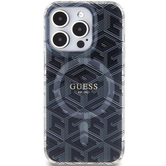 Eredeti tok GUESS GUHMP15LHGCUSTGK iPhone 15 Pro (Magsafe / IML GCUBE / fekete)