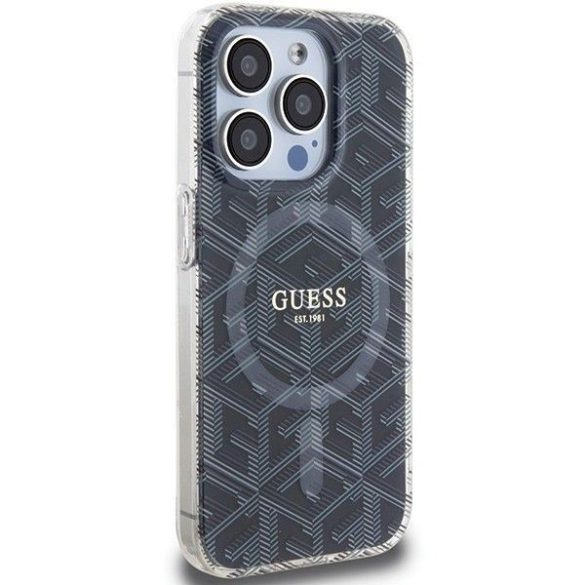 Eredeti tok GUESS GUHMP15LHGCUSTGK iPhone 15 Pro (Magsafe / IML GCUBE / fekete)