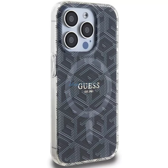 Eredeti tok GUESS GUHMP15XHGCUSTGK iPhone 15 Pro Max (Magsafe / IML GCUBE / fekete)