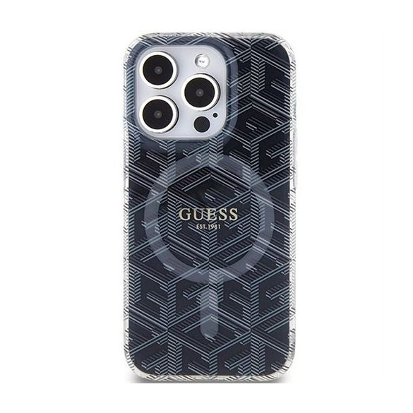 Eredeti tok GUESS GUHMP15XHGCUSTGK iPhone 15 Pro Max (Magsafe / IML GCUBE / fekete)