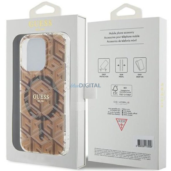 Eredeti tok GUESS GUHMP15XHGCUSTGW iPhone 15 Pro Max (Magsafe / IML GCUBE / barna)