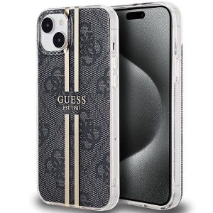 Eredeti tok GUESS GUHCP15SH4PSEGK iPhone 15 (4G arany Stripe / fekete)