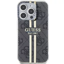   Eredeti tok GUESS GUHCP15LH4PSEGK iPhone 15 Pro (4G arany Stripe / fekete)