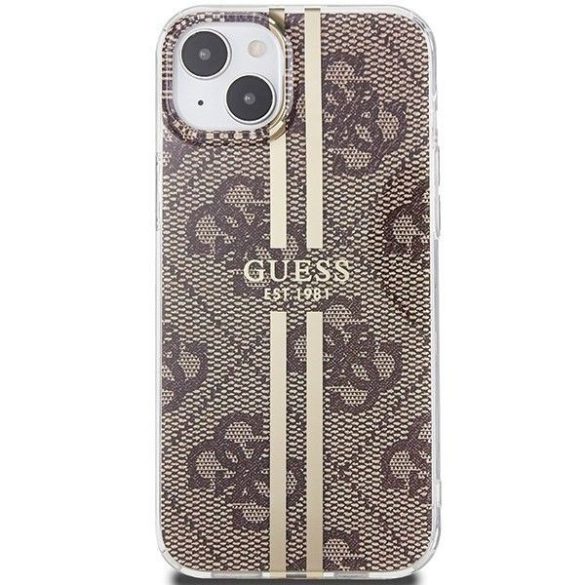 Eredeti tok GUESS GUHCP15SH4PSEGW iPhone 15 (4G arany Stripe / barna)