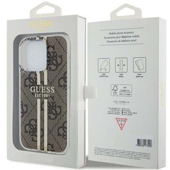 Eredeti tok GUESS GUHCP15MH4PSEGW iPhone 15 Pro (4G arany Stripe / barna)