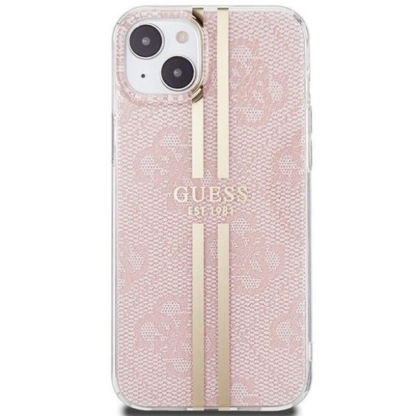 Eredeti tok GUESS GUHCP15SH4PSEGP iPhone 15 (4G arany Stripe / rózsaszín)