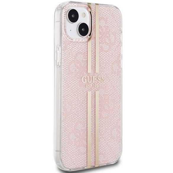 Eredeti tok GUESS GUHCP15SH4PSEGP iPhone 15 (4G arany Stripe / rózsaszín)