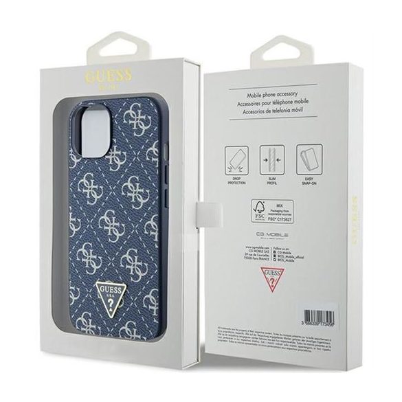 Guess GUHCP15SPG4GPB 4G Triangle Metal Logo tok iPhone 13 / 14 / 15 - kék