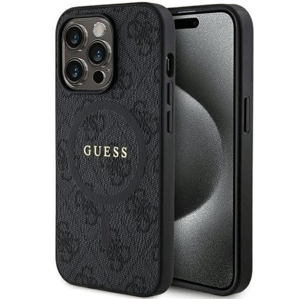 Eredeti tok GUESS GUHMP13XG4GFRK iPhone 13 Pro Max (Magsafe / 4G Ring klasszikus logó / fekete)