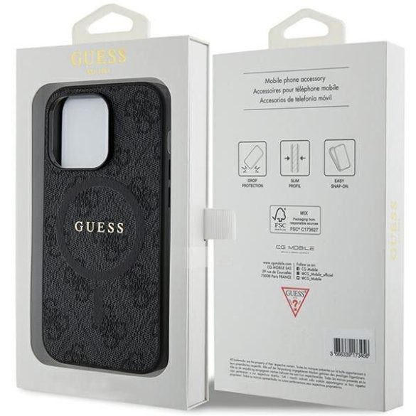 Eredeti tok GUESS GUHMP13XG4GFRK iPhone 13 Pro Max (Magsafe / 4G Ring klasszikus logó / fekete)