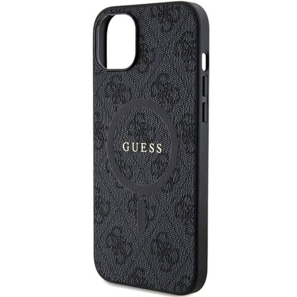 Eredeti tok GUESS GUHMP15SG4GFRK iPhone 15 (Magsafe / 4G Ring klasszikus logó / fekete)