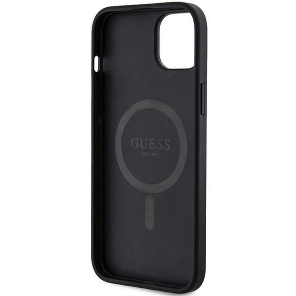 Eredeti tok GUESS GUHMP15SG4GFRK iPhone 15 (Magsafe / 4G Ring klasszikus logó / fekete)