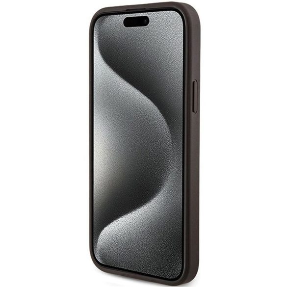 Eredeti tok GUESS GUHMP15MG4GFRW iPhone 15 Plus / 14 Plus 6.7" (bőr 4G fém logó / barna)