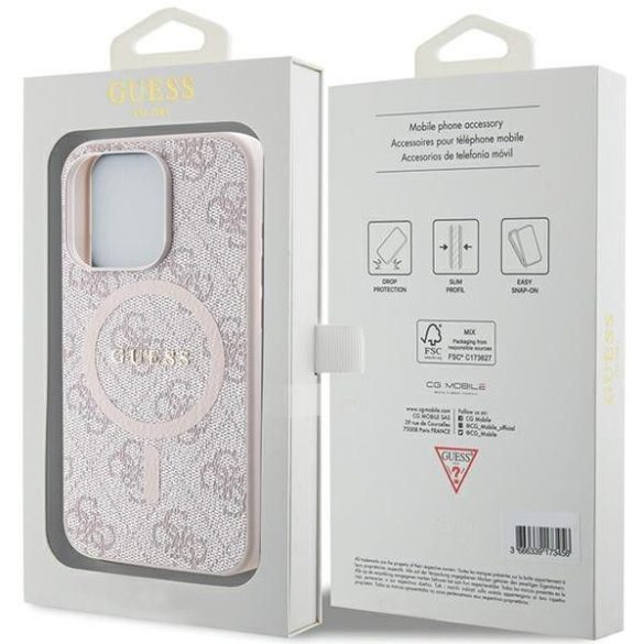 Eredeti tok GUESS GUHMP14XG4GFRP iPhone 14 Pro Max (Magsafe / 4G Ring klasszikus logó / rózsaszín)