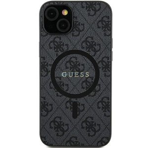 Guess GUHMS24MG4GFRK 4G Collection Leather Metal Logo MagSafe kompatibilis keménytok Samsung Galaxy S24 Plus - fekete