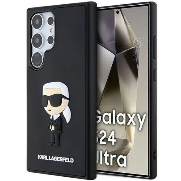 Eredeti tok KARL LAGERFELD KLHCS24L3DRKINK SASMSUNG S24 Ultra (RUBBER ikonikus NFT BLACK) fekete