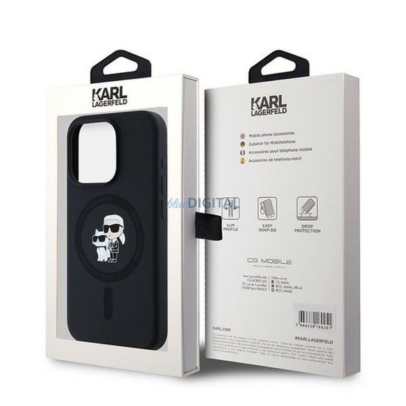 Karl Lagerfeld KLHMP15LSCMKCRHK Silicone KC Body Ring MagSafe-kompatibilis tok iPhone 15 Pro - fekete