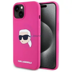   Karl Lagerfeld KLHMP15SSKHPPLF Silicone Karl Head MagSafe-kompatibilis tok iPhone 15 - élénk rózsaszín