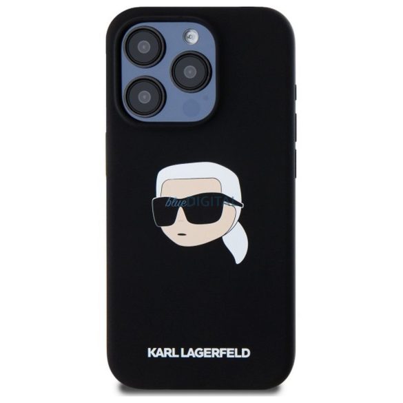 Karl Lagerfeld KLHMP15LSKHPPLK Silicone Karl Head MagSafe-kompatibilis tok iPhone 15 Pro - fekete