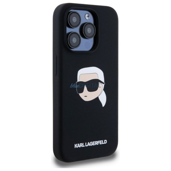 Karl Lagerfeld KLHMP15LSKHPPLK Silicone Karl Head MagSafe-kompatibilis tok iPhone 15 Pro - fekete