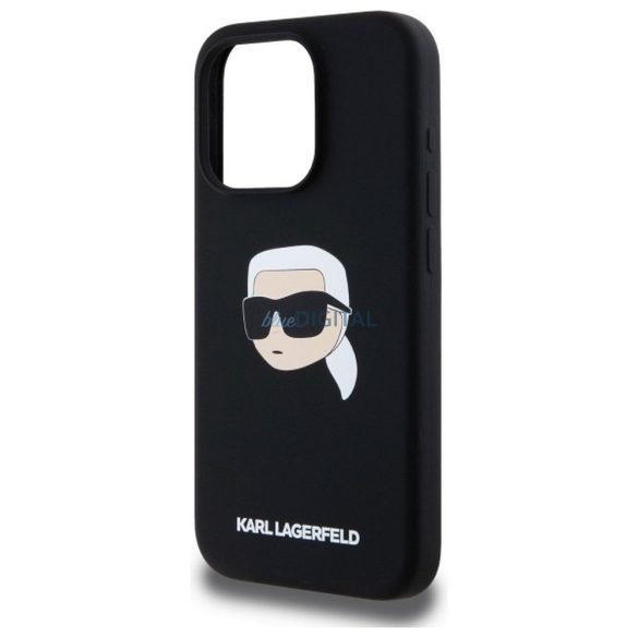 Karl Lagerfeld KLHMP15LSKHPPLK Silicone Karl Head MagSafe-kompatibilis tok iPhone 15 Pro - fekete