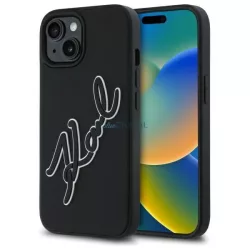   Karl Lagerfeld KLHCP15S3DRKSDLK 3D Rubber Signature tok iPhone 15 - fekete