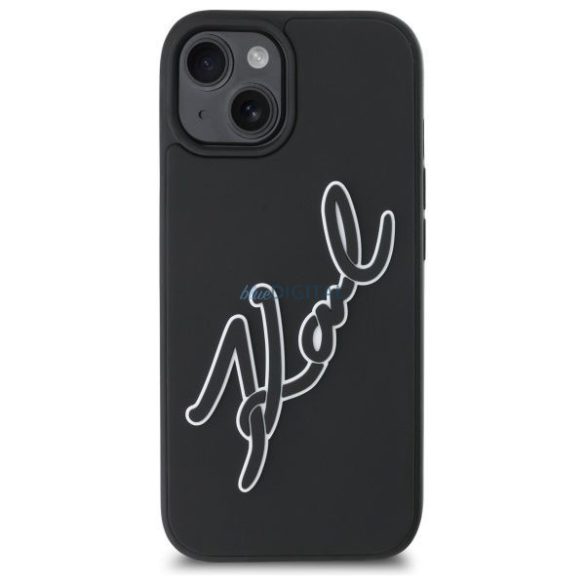 Karl Lagerfeld KLHCP15S3DRKSDLK 3D Rubber Signature tok iPhone 15 - fekete