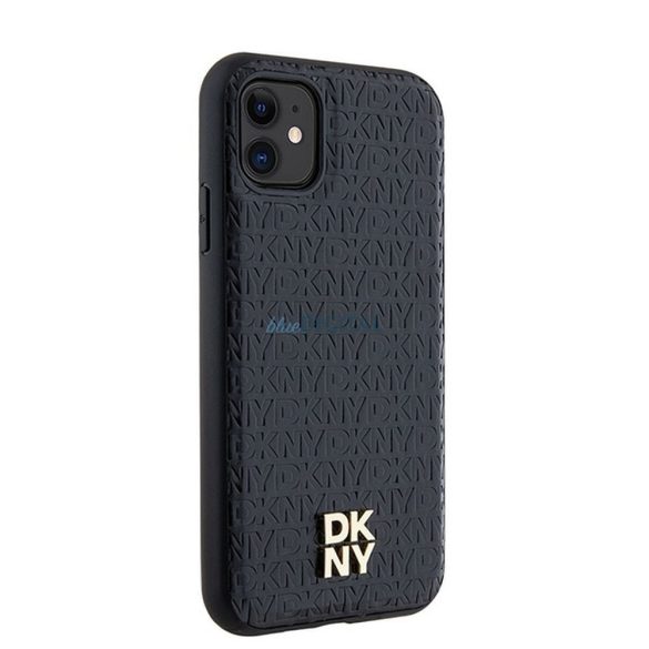 DKNY DKHMN61PSHRPSK Leather Monogram Pattern Metal Logo MagSafe-kompatibilis tok iPhone 11 / Xr - fekete